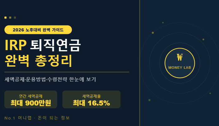 2026 IRP 퇴직연금 세액공제 혜택 및 수령 방법 총정리 | No.1 머니랩